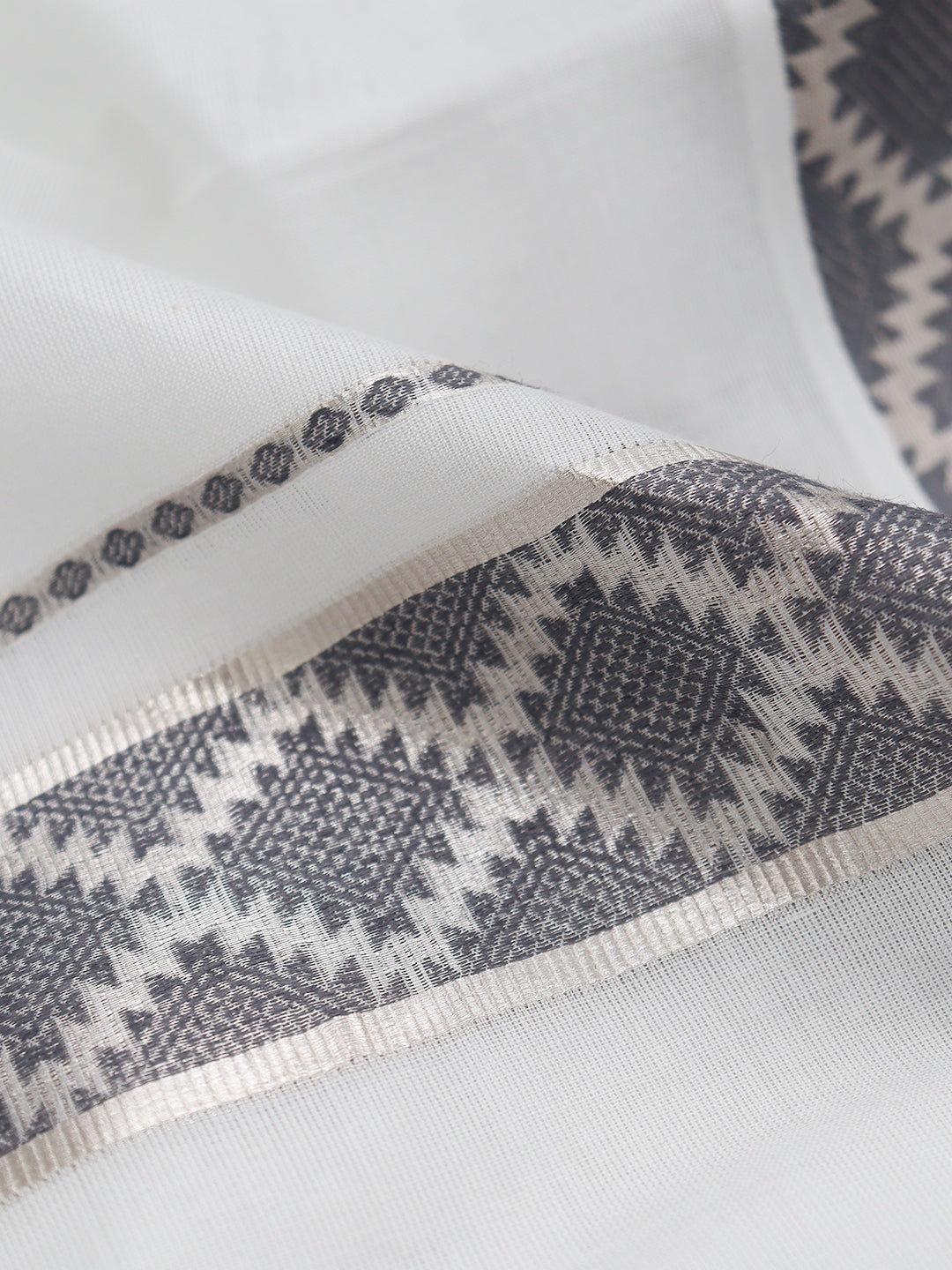 Men Premium Cotton Double Layer White Dhoti with Fancy Jari Border LC27