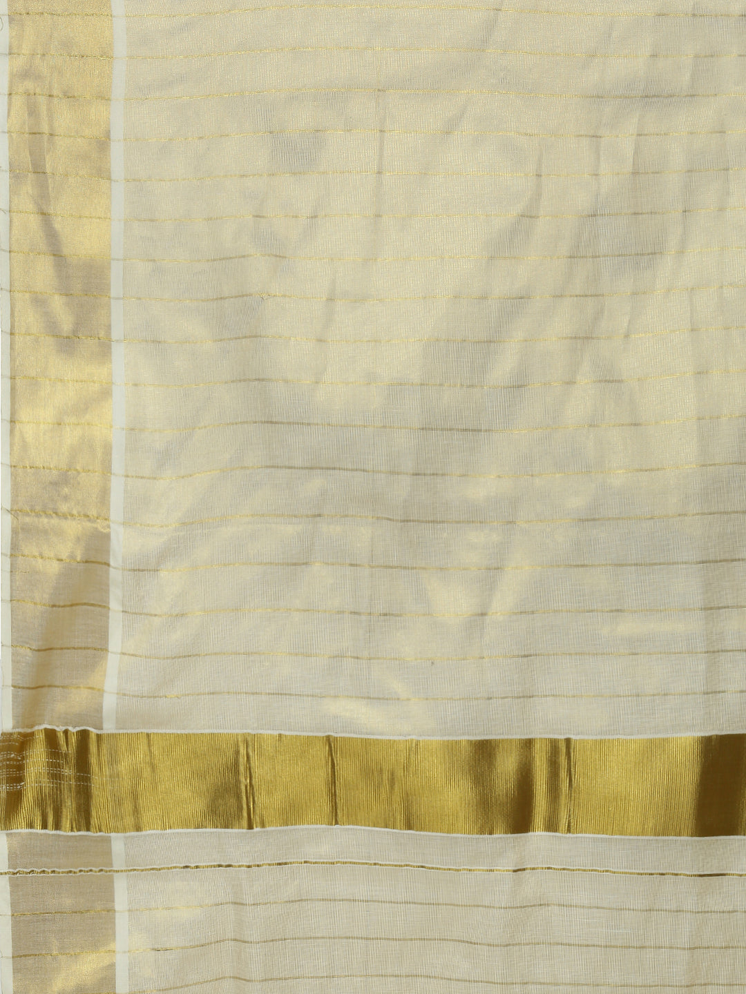 Women Kerala Tissue Gold Stripes Saree KS220