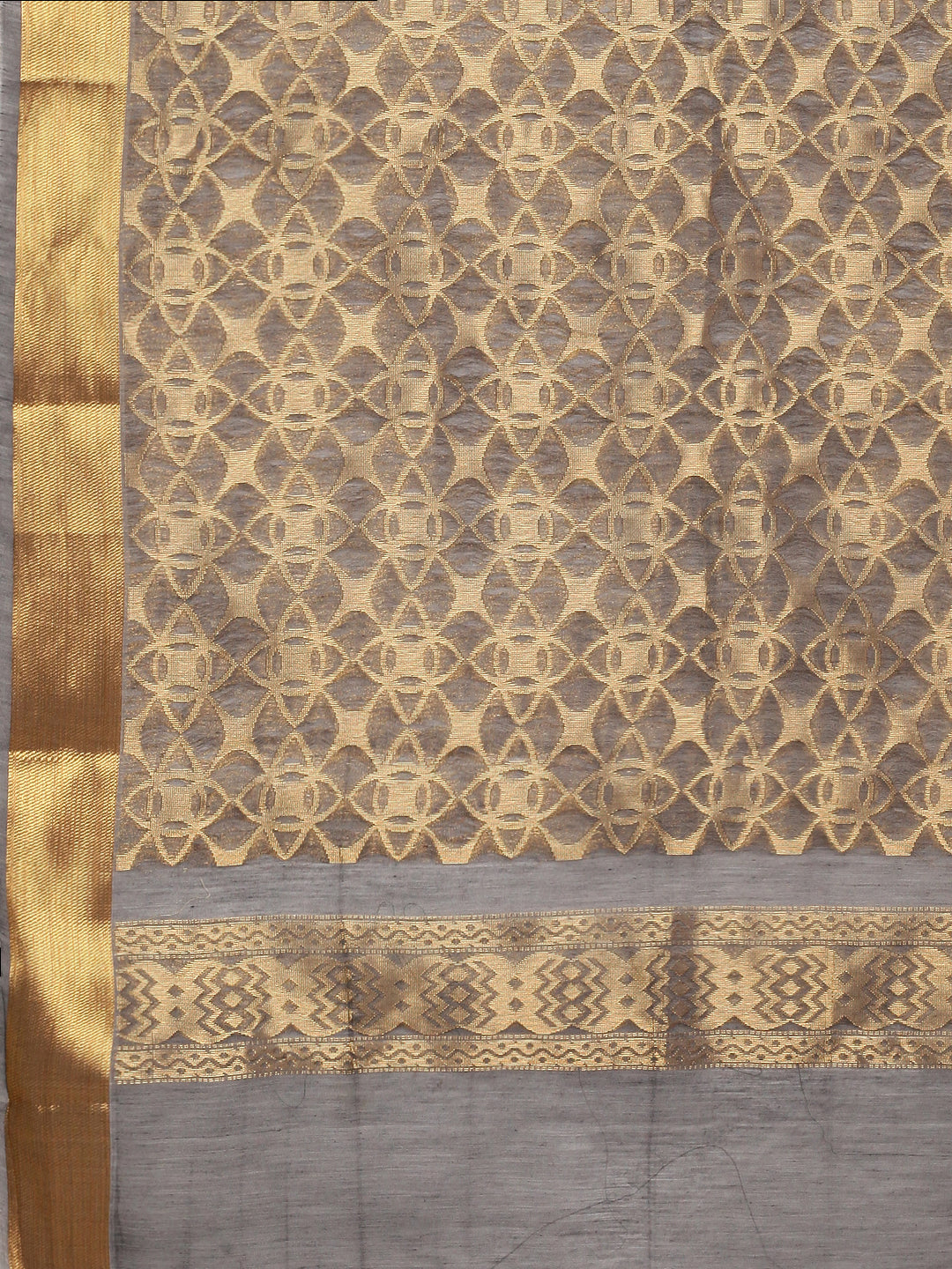 Women Grey Semi Kora Cotton Saree SK96