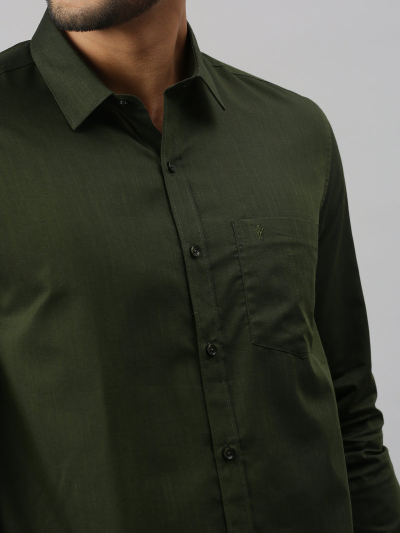 Mens Green Matching Border Dhoti & Full Sleeves Shirt Set Evolution IC8