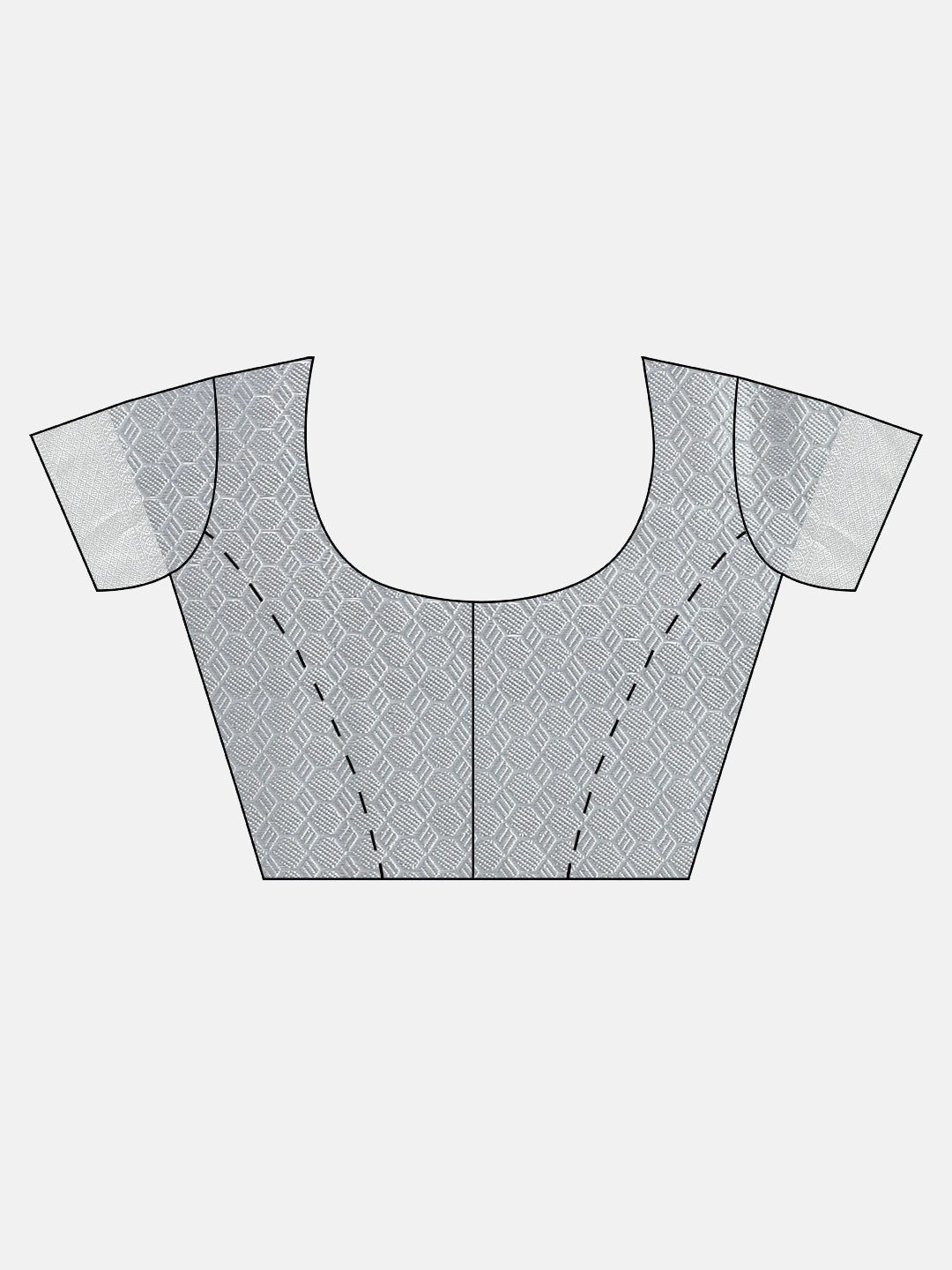Semi Kora Cotton Allover Design Saree Grey with Zari Border SKC01-blouse view