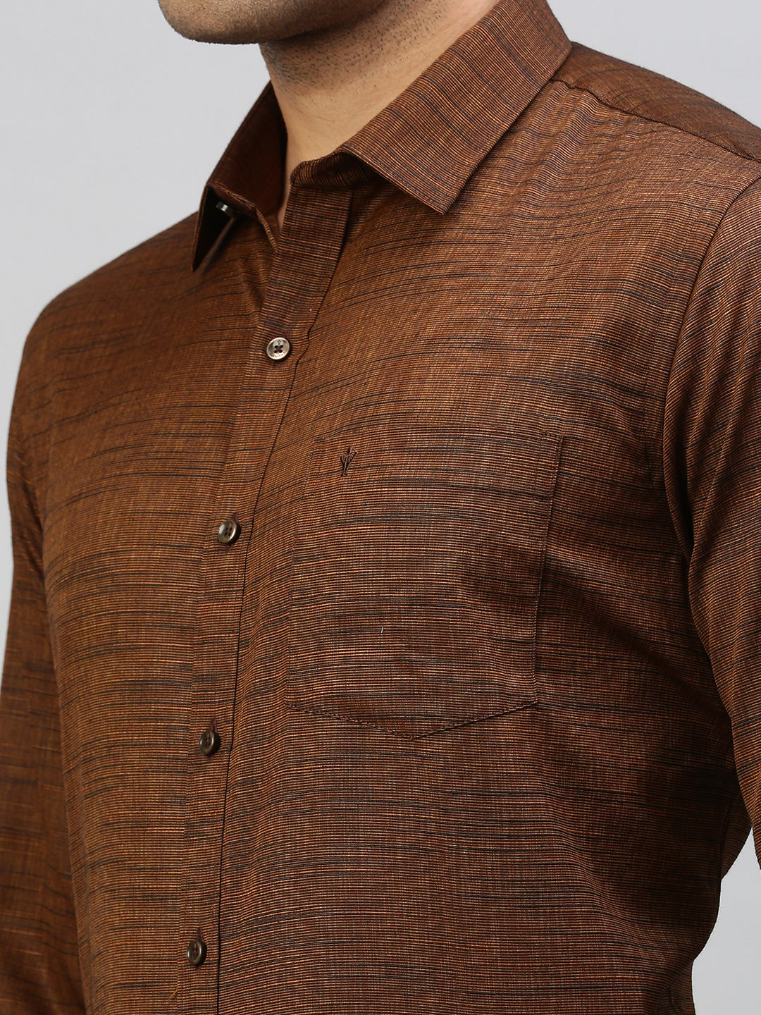 Men Cotton Blend Shirt Brown T33 TI1