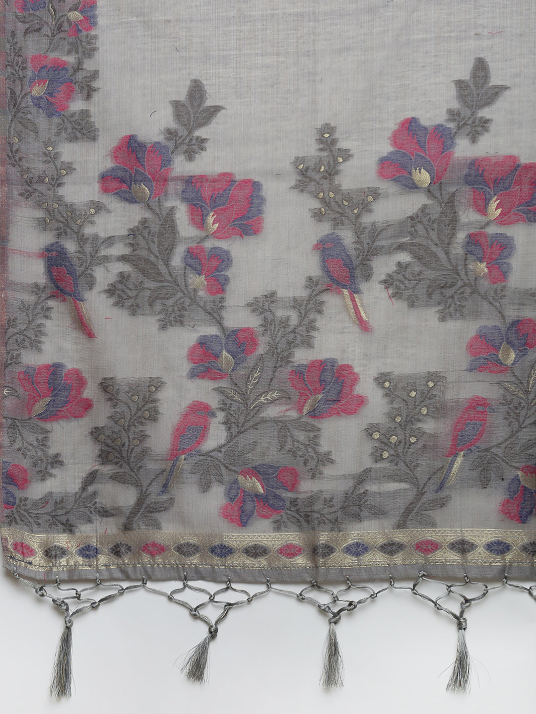 Women Grey Cotton Weaving Saree PCS250
