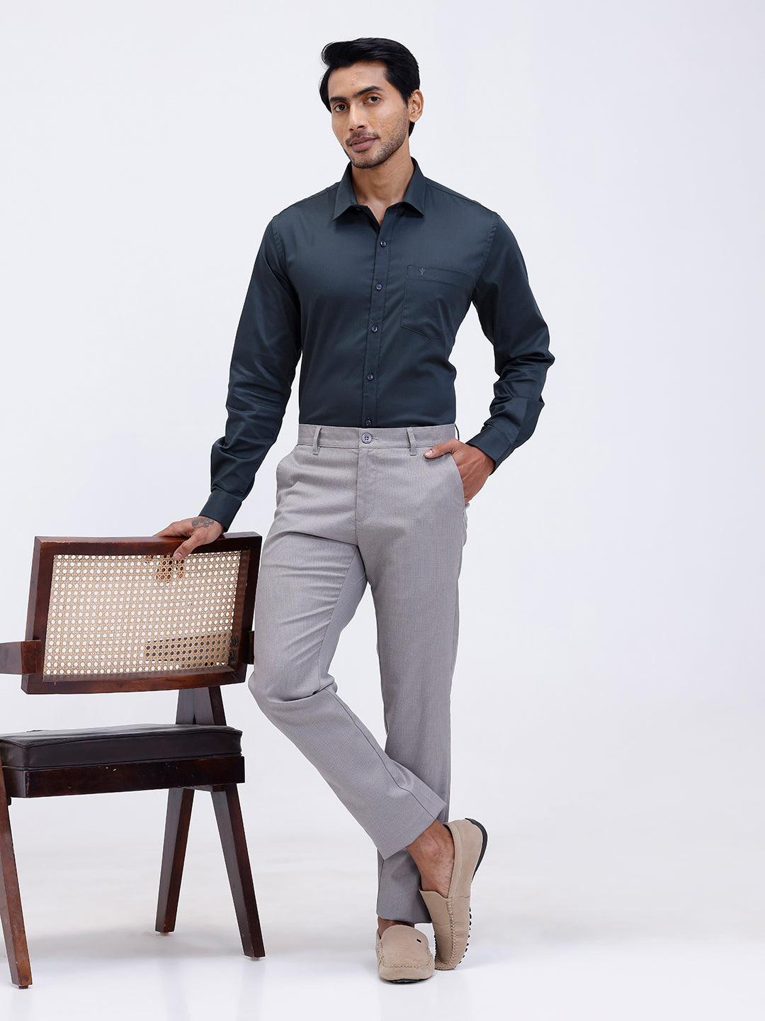 Men’s Smart Fit Cotton Lycra Stretch Pant Dark Grey