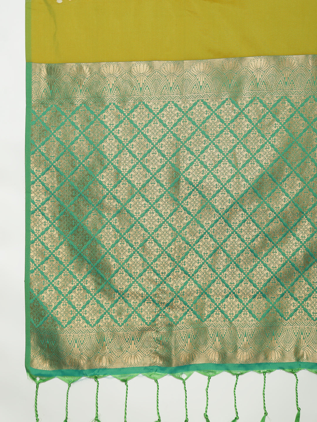 Women Yellowish Green Semi Soft Silk Saree SS383
