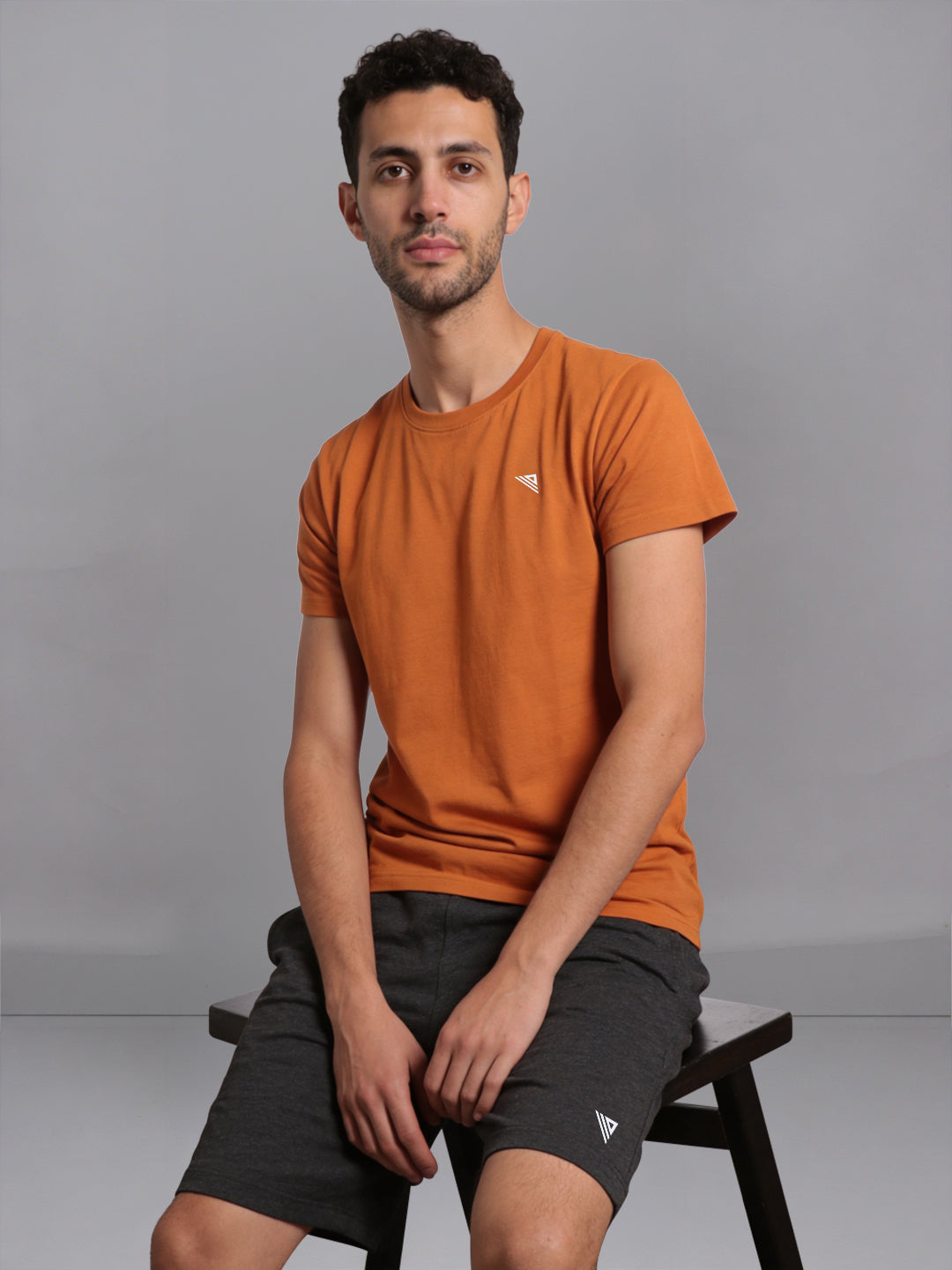 Men Mustard T-Shirt and Charcoal Shorts Combo ES8