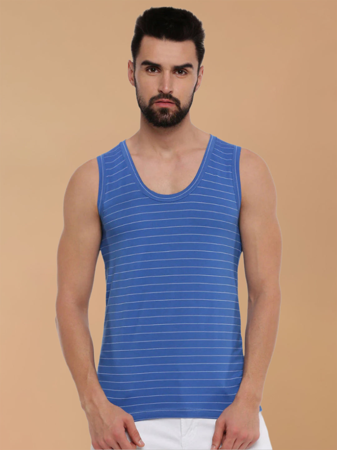 Combed Cotton Assorted Colour Vest RNBS Win Striped (Pack of 2)