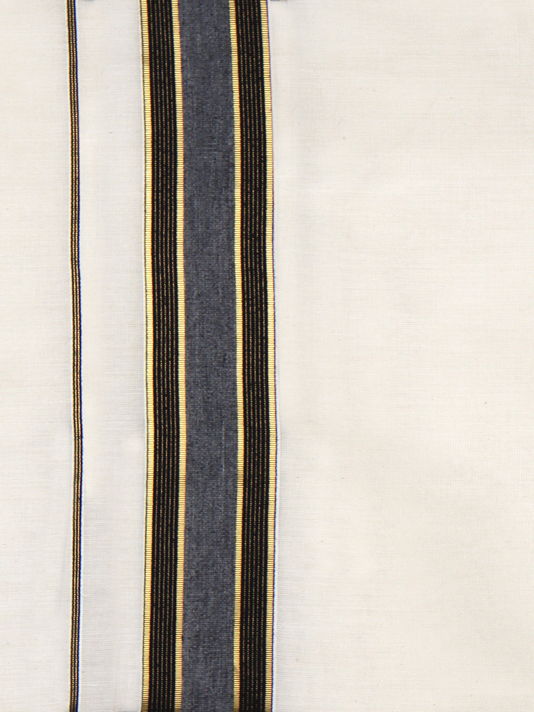 Men Kora Cotton Double Layer Dhoti with Black Fancy Jari Border EGJ21