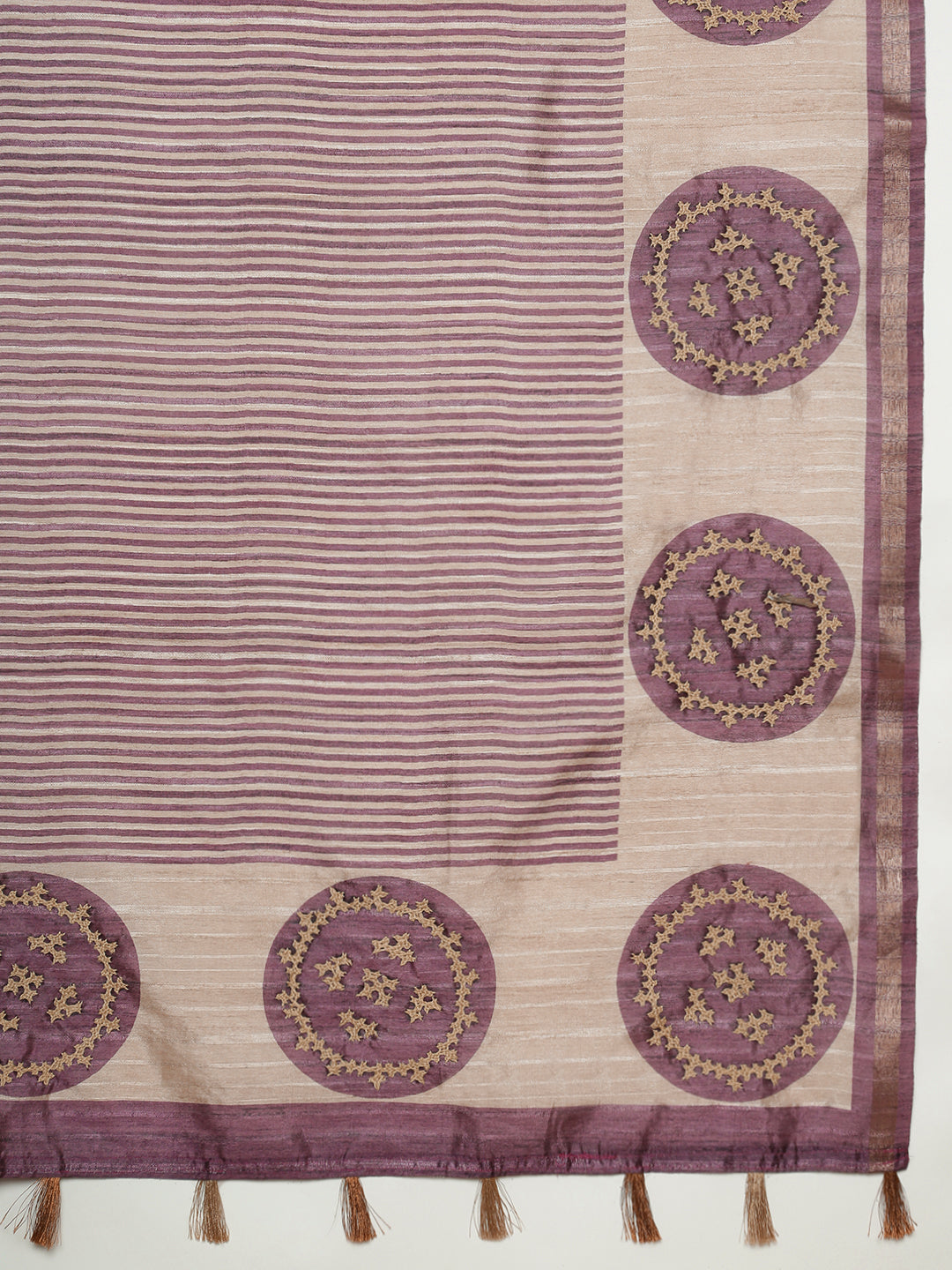 Women Purple with Brown Semi Raw Silk Embroidered Saree SRS114