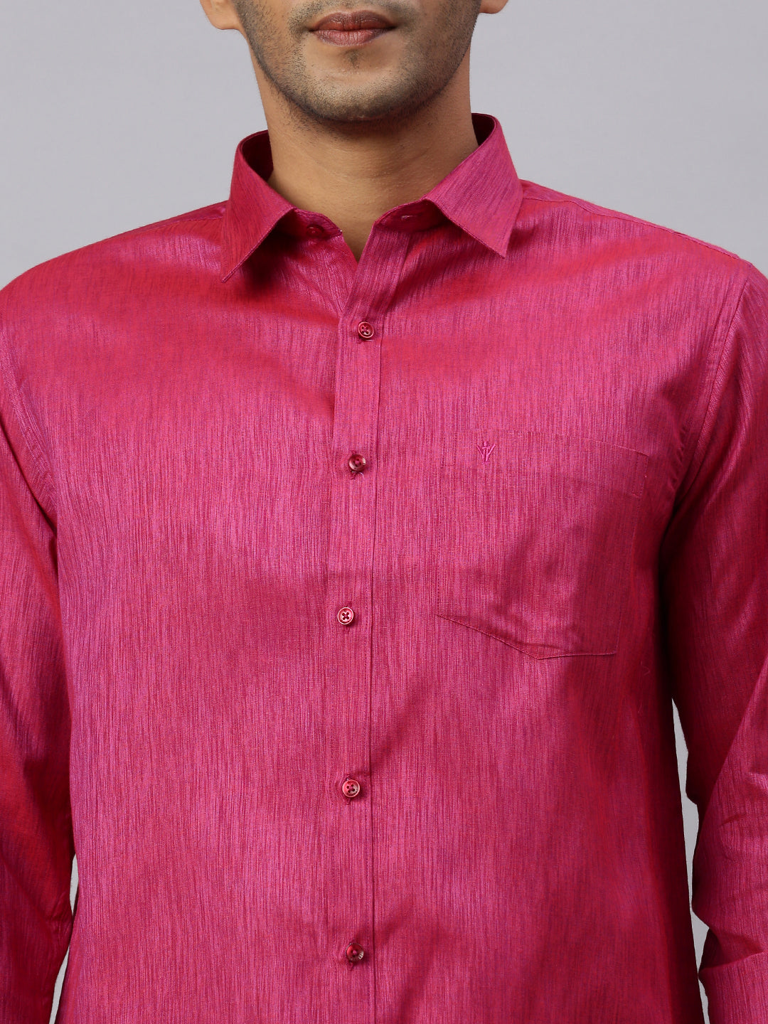 Mens Magenta Matching Border Dhoti & Full Sleeves Shirt Set CV2
