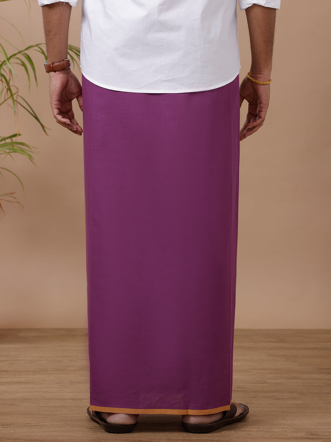 Men Fancy Border Dhoti Violet Enrich Colour 18(GRJUF)