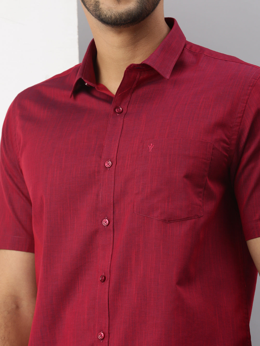 Mens Purple Matching Border Dhoti & Half Sleeves Shirt Set Evolution IC6-Zoom view