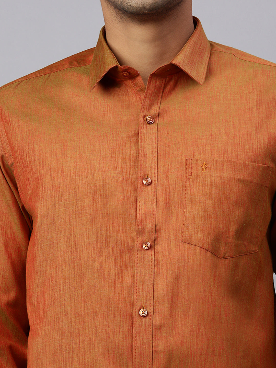 Mens Brown Matching Border Dhoti & Full Sleeves Shirt Set CV3