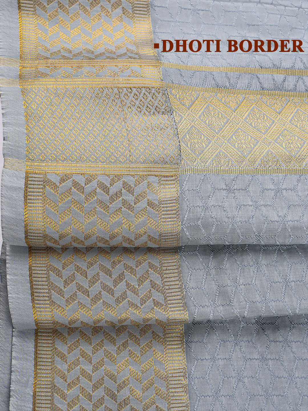 Men Art Silk Wedding Shirting Dhoti & Towel Set S.Grey Touch Tone TT23