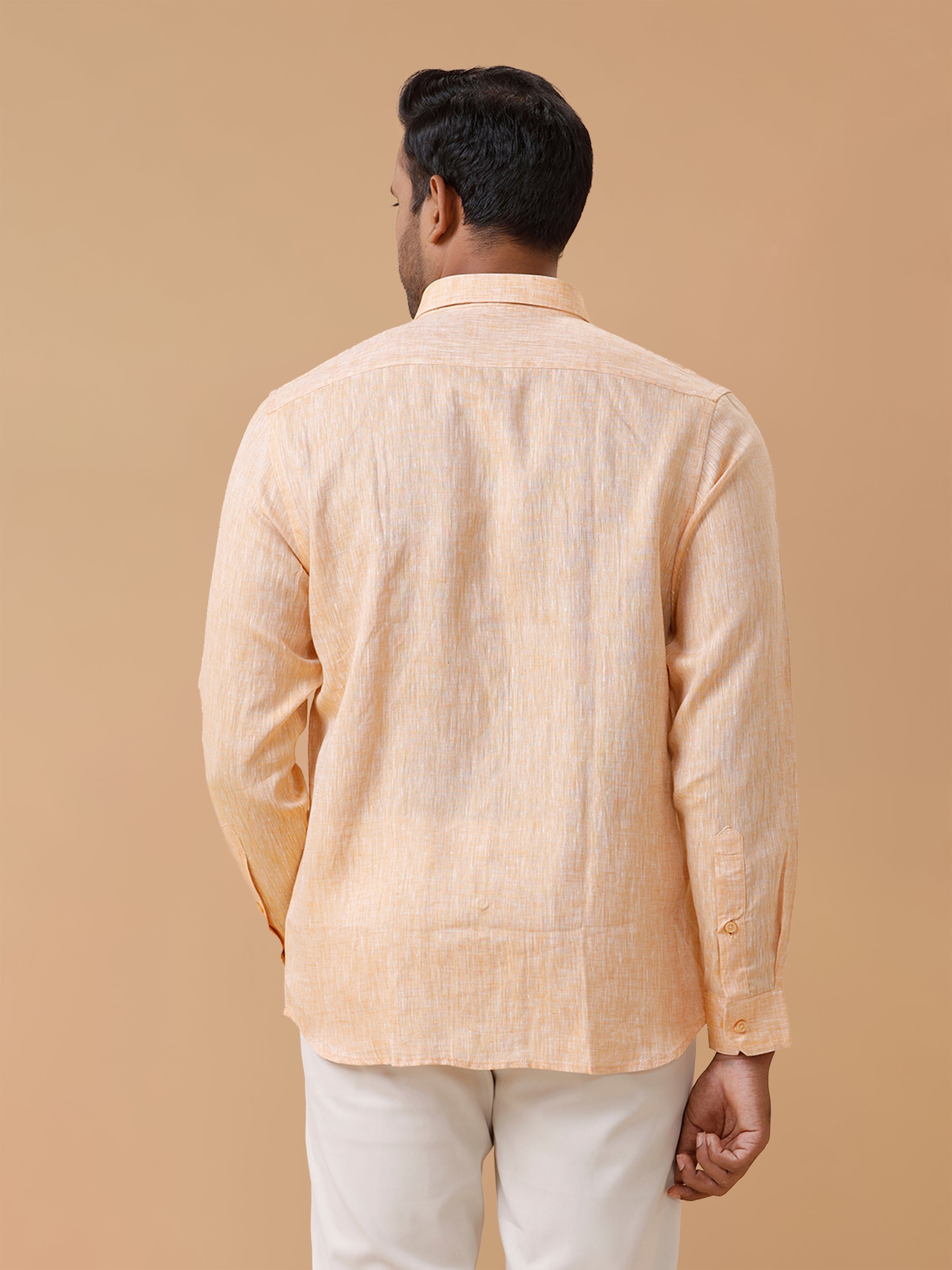 Pure Linen Orange Smart Fit Shirt L19
