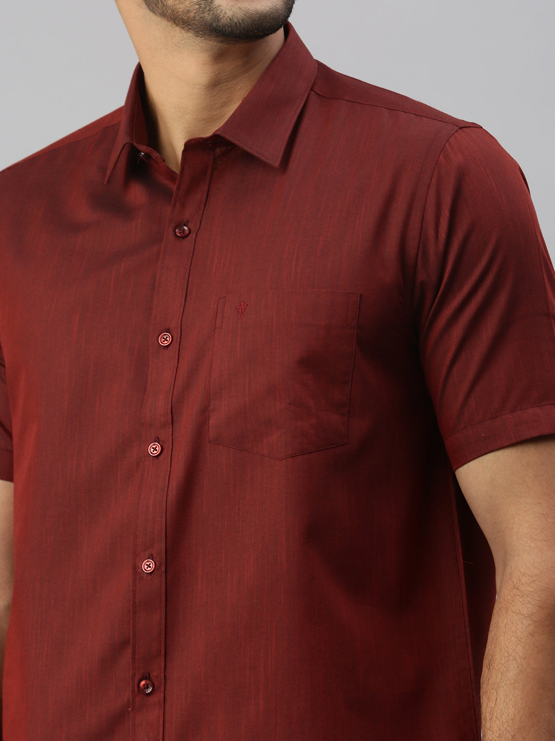 Mens Brown Matching Border Dhoti & Half Sleeves Shirt Set Evolution IC7-Zoomv iew