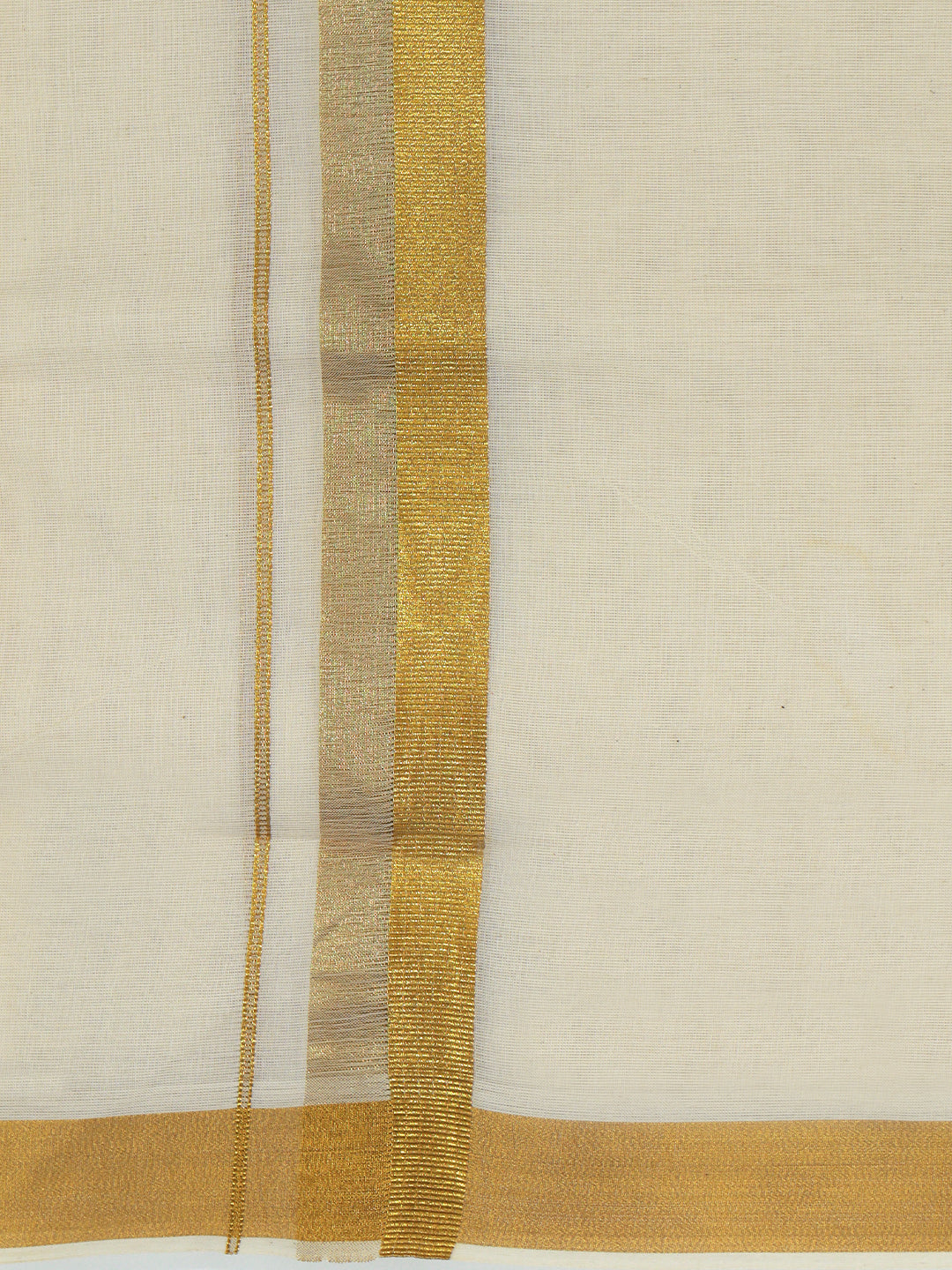 Double Layer 100% Cotton Cream Kora Dhoti with Fancy Jari Border - GJF03