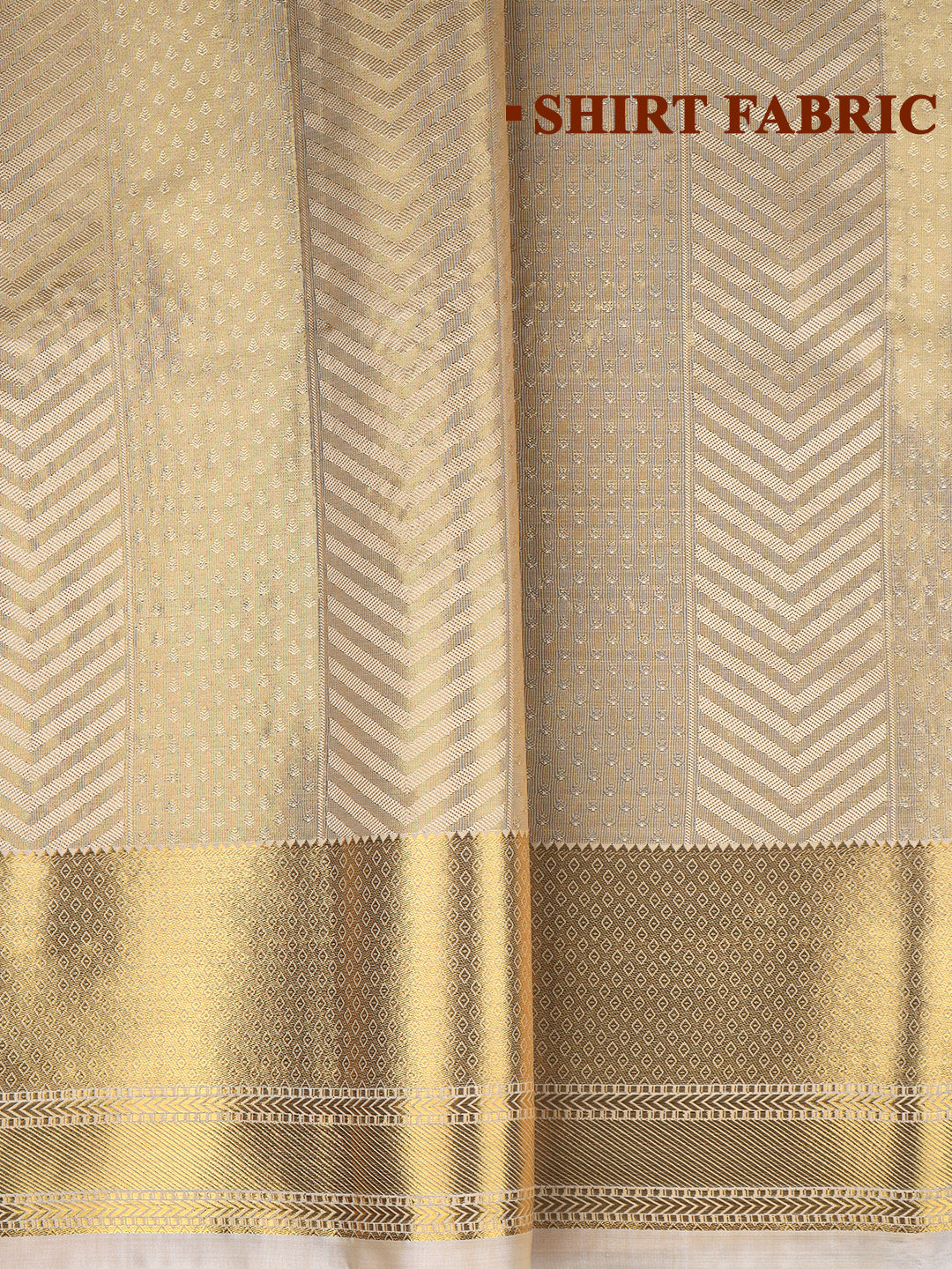 Men Art Silk Wedding Set Dhoti Shirting & Towel Set Gold Brahmotsavam B18(3*1)