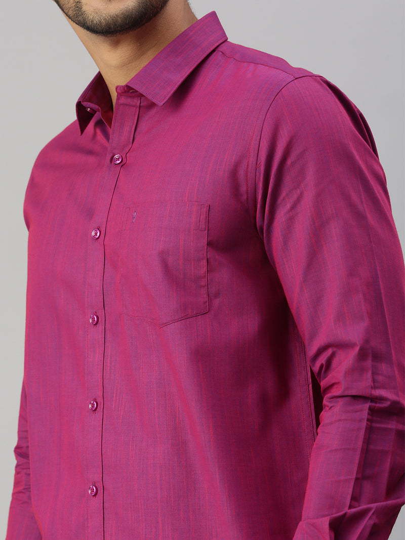 Mens Magenta Matching Border Dhoti & Full Sleeves Shirt Set Evolution IC3