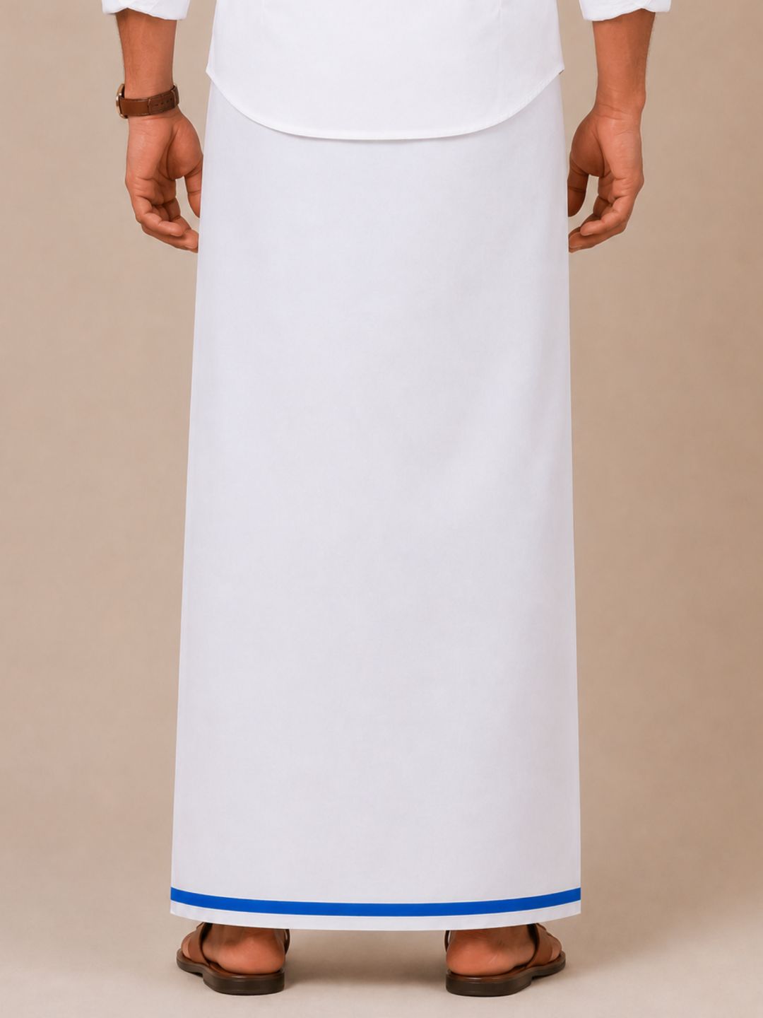 Men 100% Cotton Single Layer Big Border Dhoti Park Sun PS02