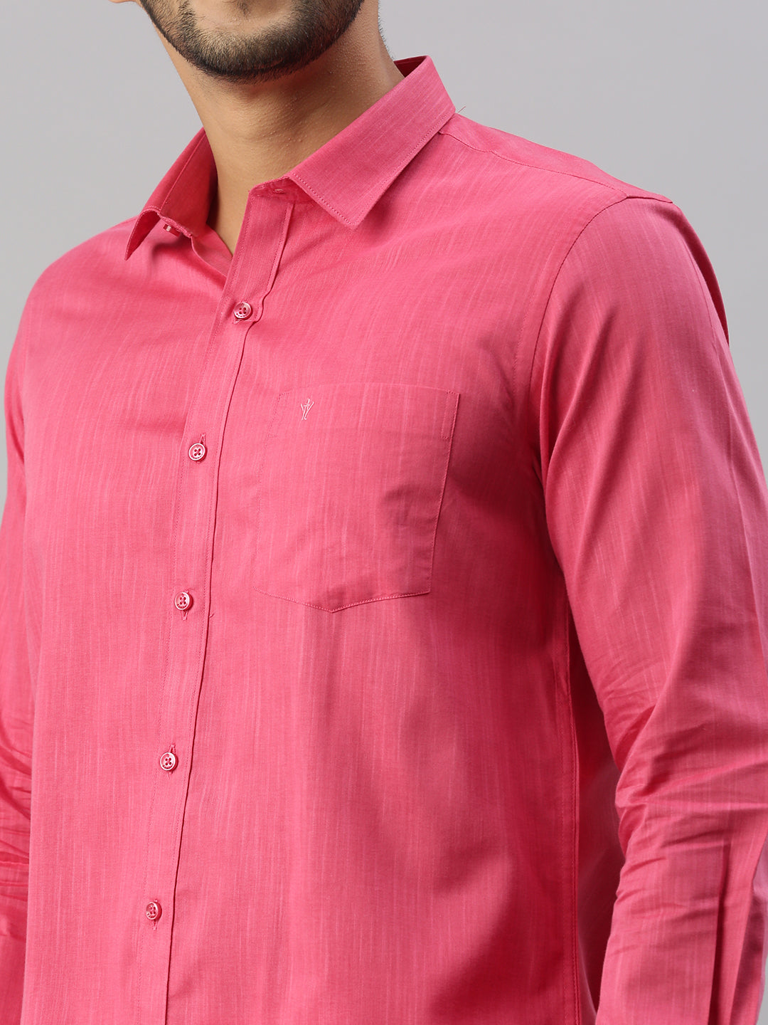 Mens Pink Matching Border Dhoti & Full Sleeves Shirt Set Evolution IC2-Zoom view
