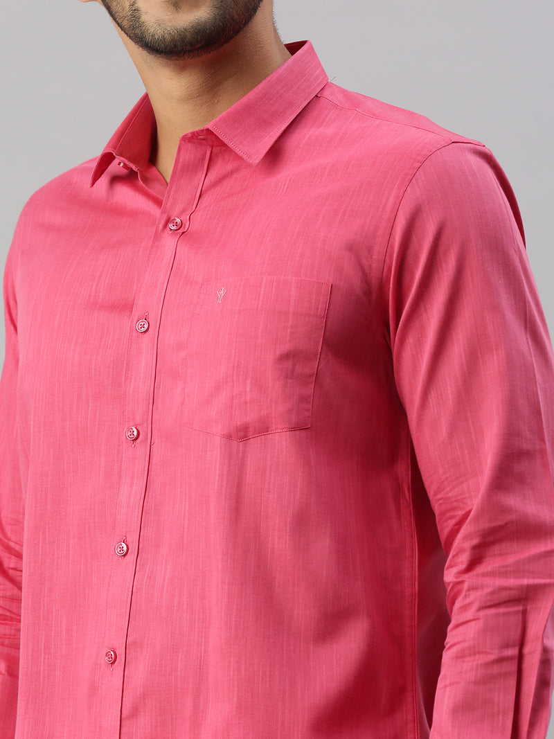 Mens Pink Matching Border Dhoti & Full Sleeves Shirt Set Evolution IC2