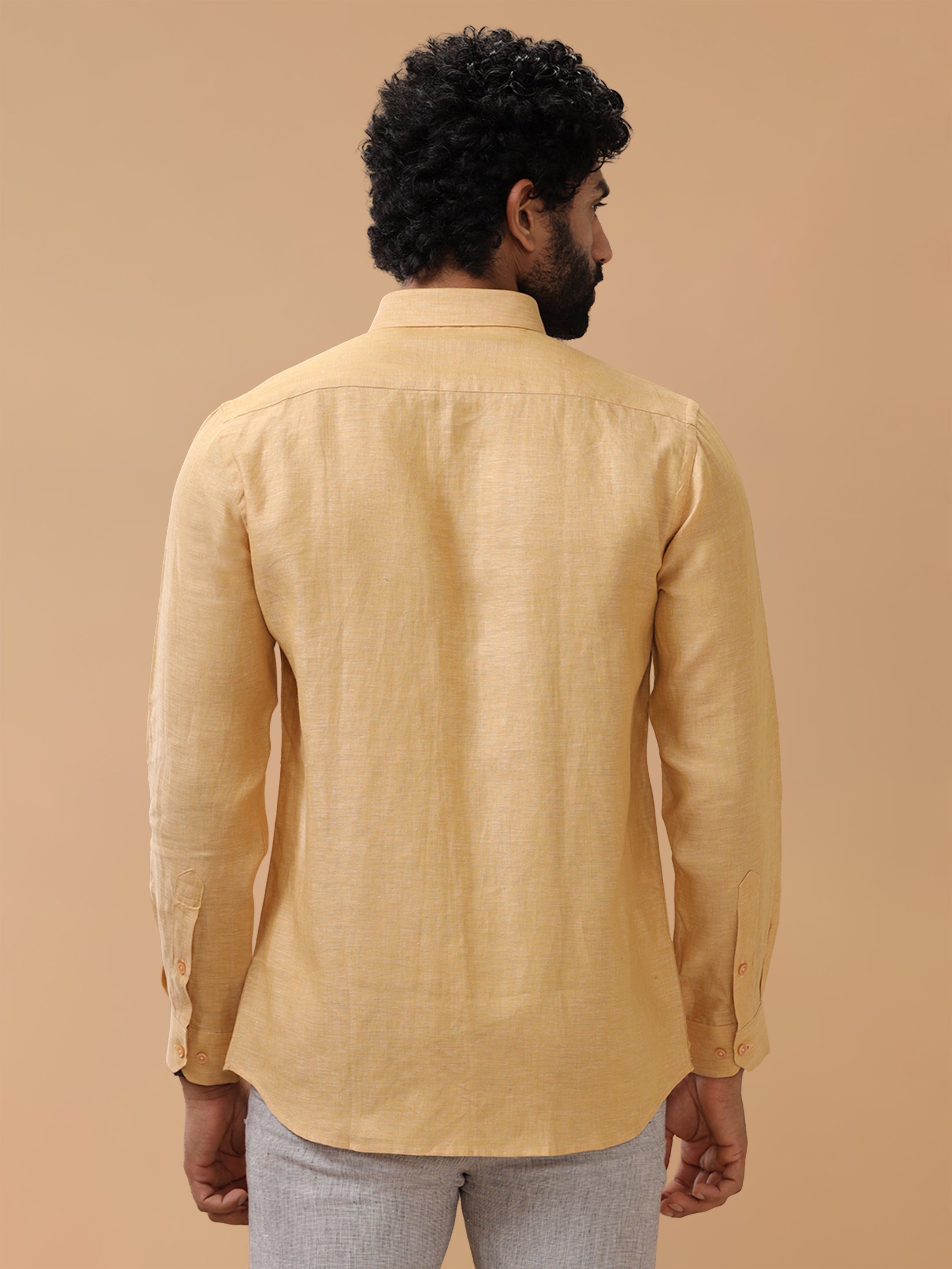 Pure Linen Light Orange Smart Fit Shirt L96