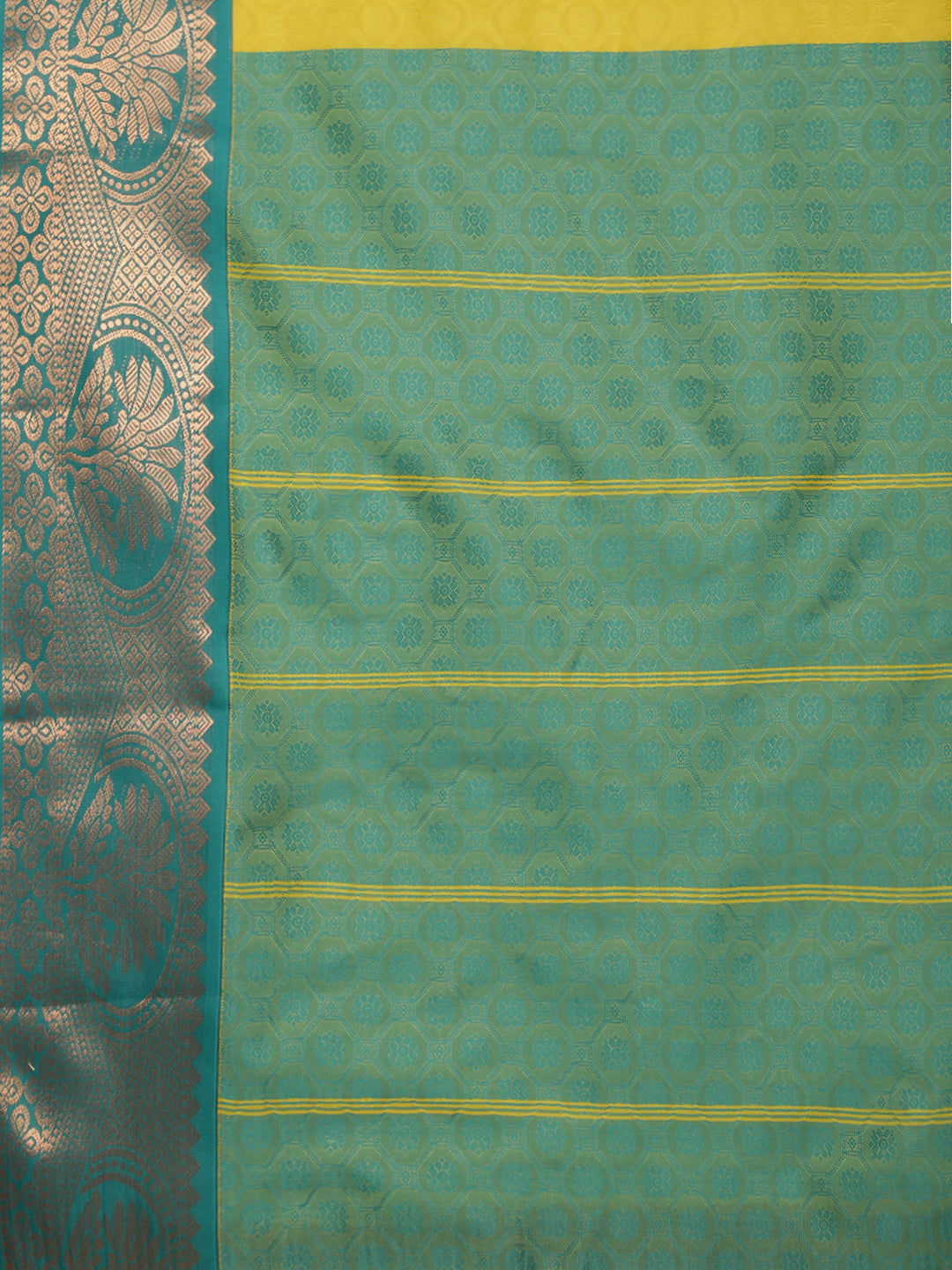 Women Yellow with Green Art Silk Saree ASS113