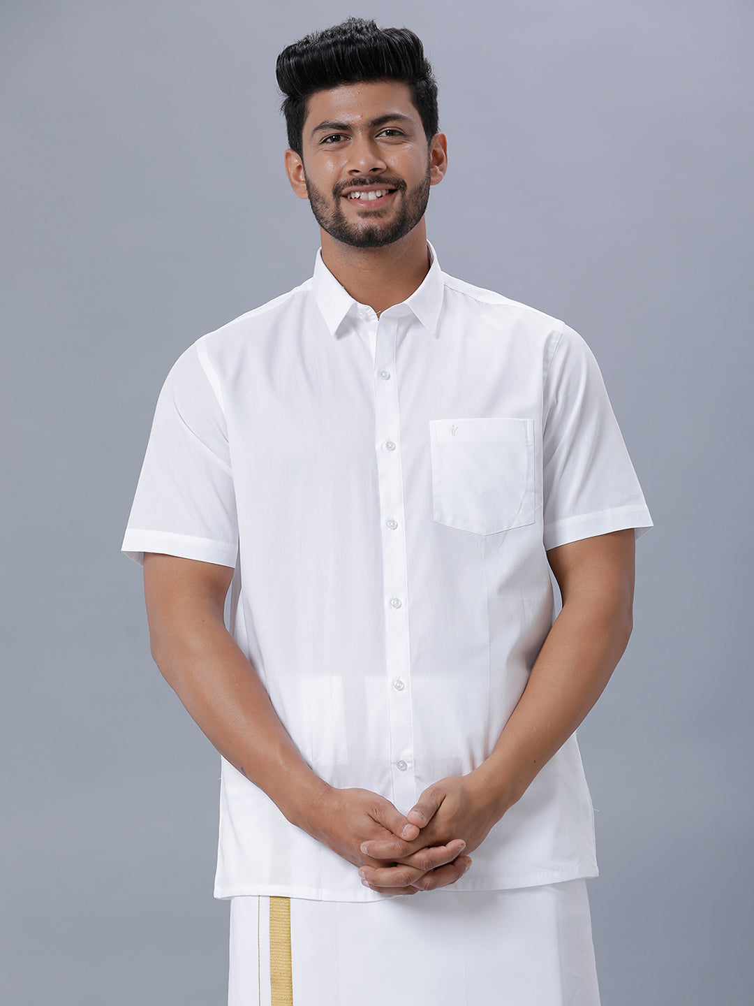 Mens Premium Pure Cotton White Shirt Half Sleeves Ultimate R5