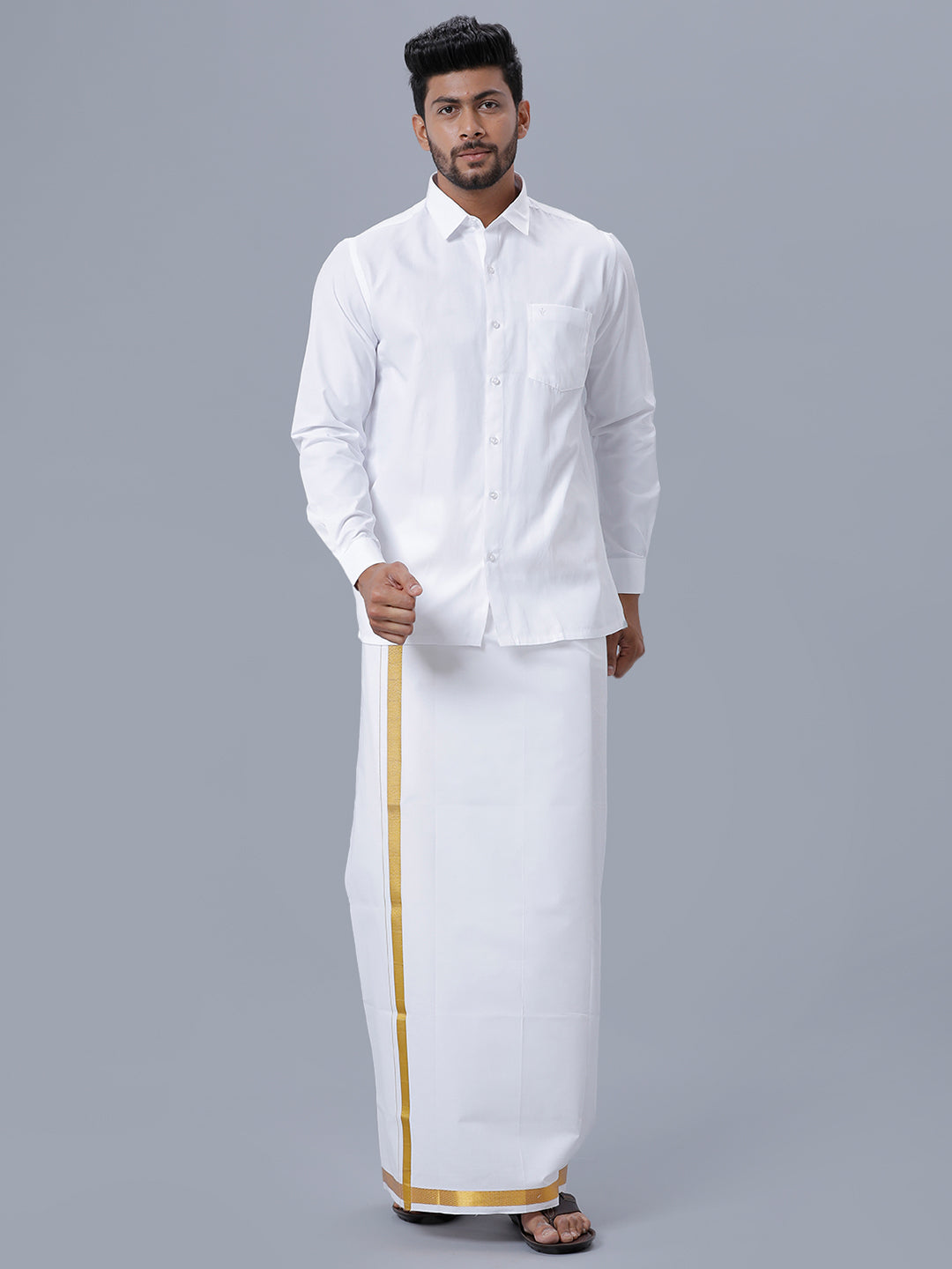Mens Premium Pure Cotton White Shirt Full Sleeves Ultimate R5-Full view