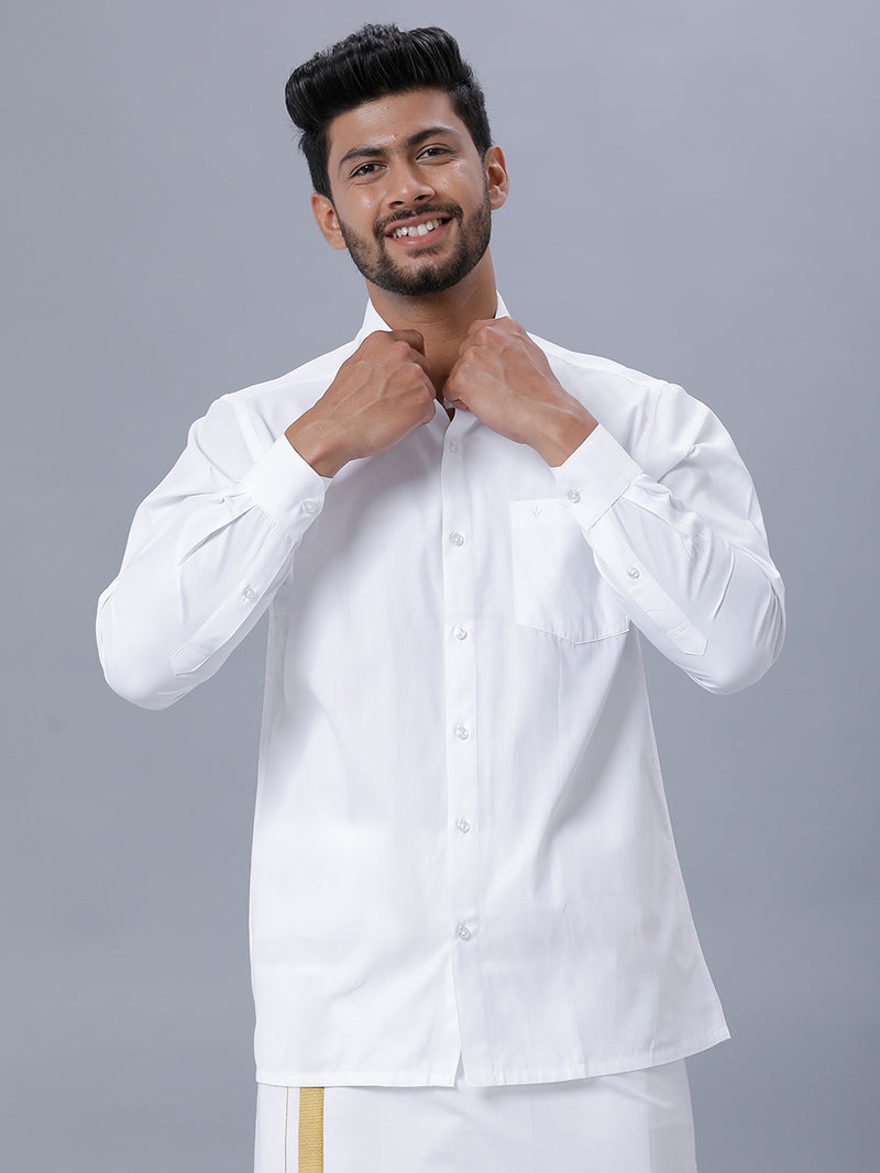 Mens Premium Pure Cotton White Shirt Full Sleeves Ultimate R5