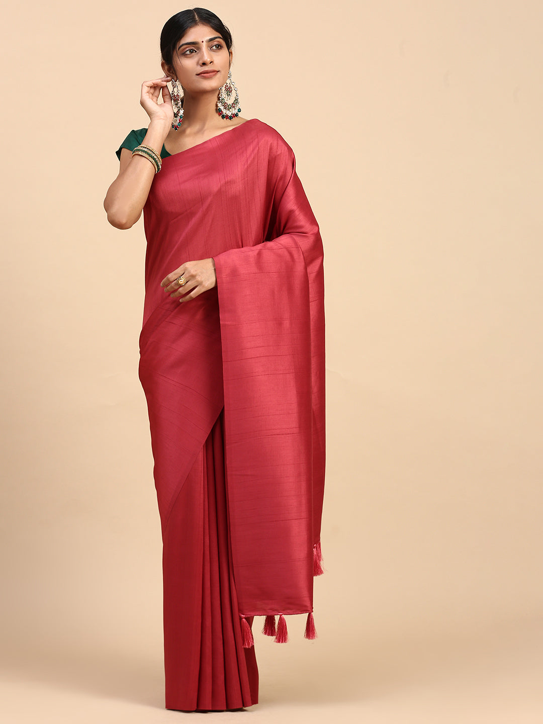 Women Pure Cotton Saree Red PCS108