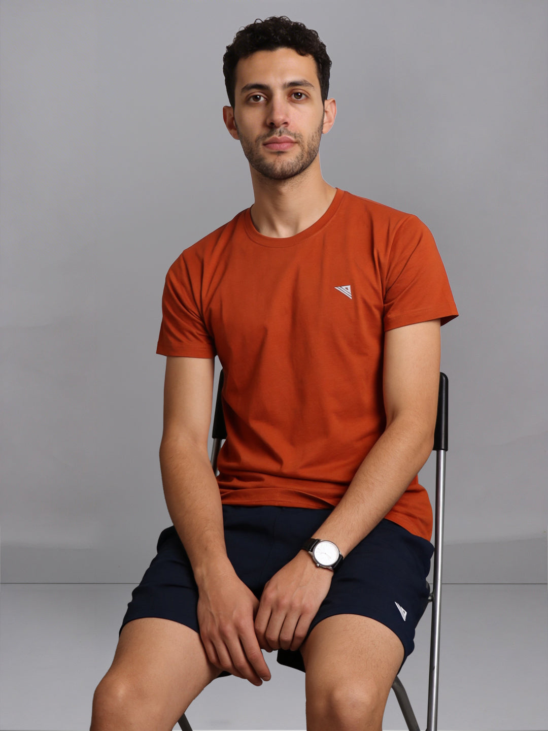 Men Orange T-Shirt and Navy Shorts Combo ES2
