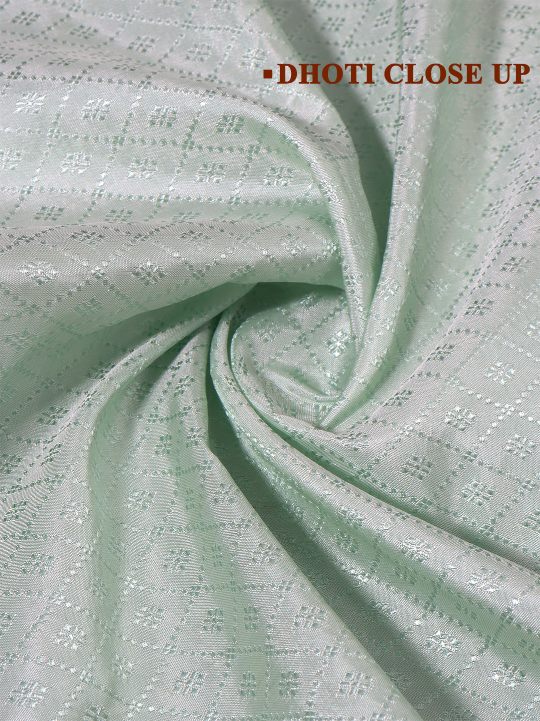 Men Art Silk Wedding Shirting Dhoti & Towel Set Pista Green Touch Tone TT24