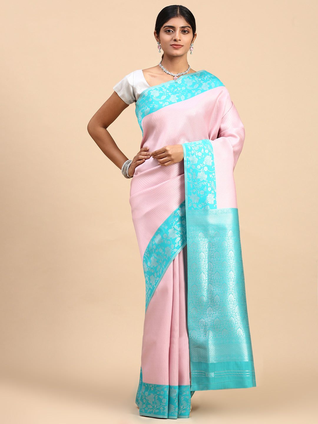 Women Semi Silk Saree Pink SS282