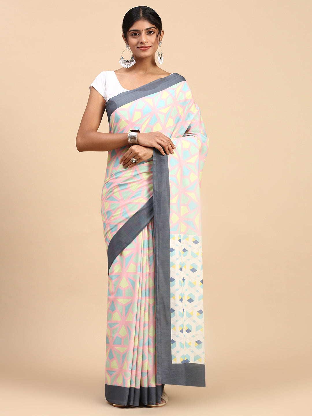 Women Organic Cotton Saree Pink PCS111