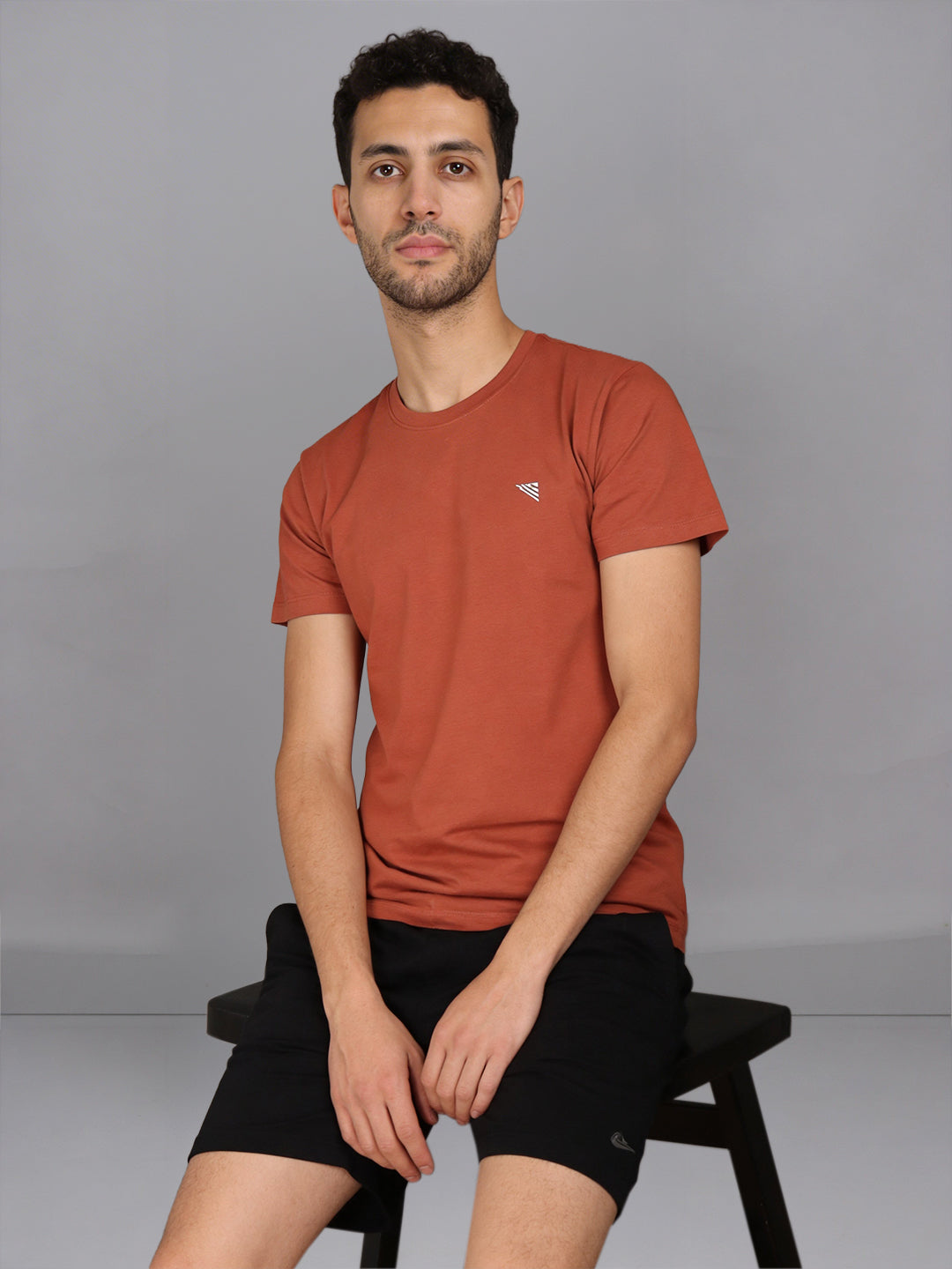 Men Orange T-Shirt and Black Shorts Combo ES1