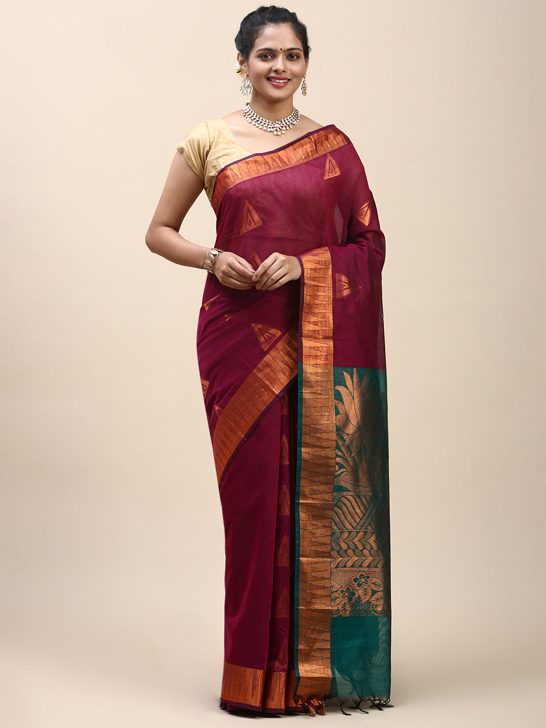 Women Semi Silk Saree Purple SS305