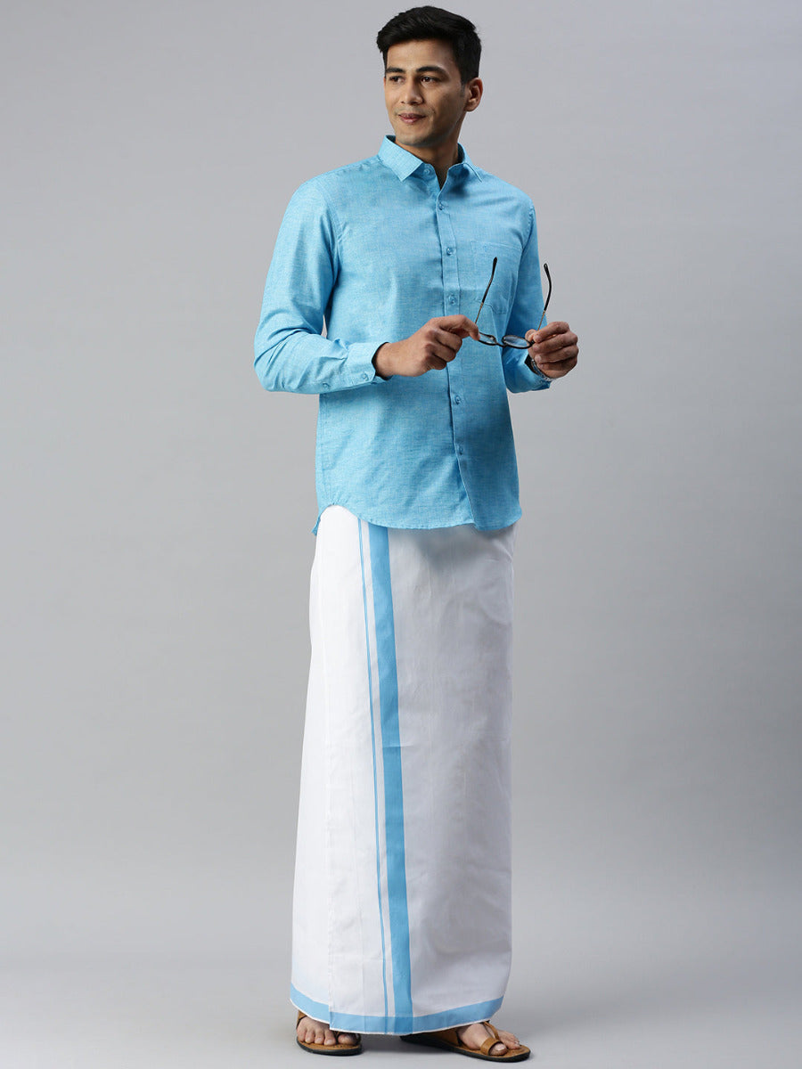 Men Matching Border Dhoti & Full Sleeves Shirt Set Trendy CC5