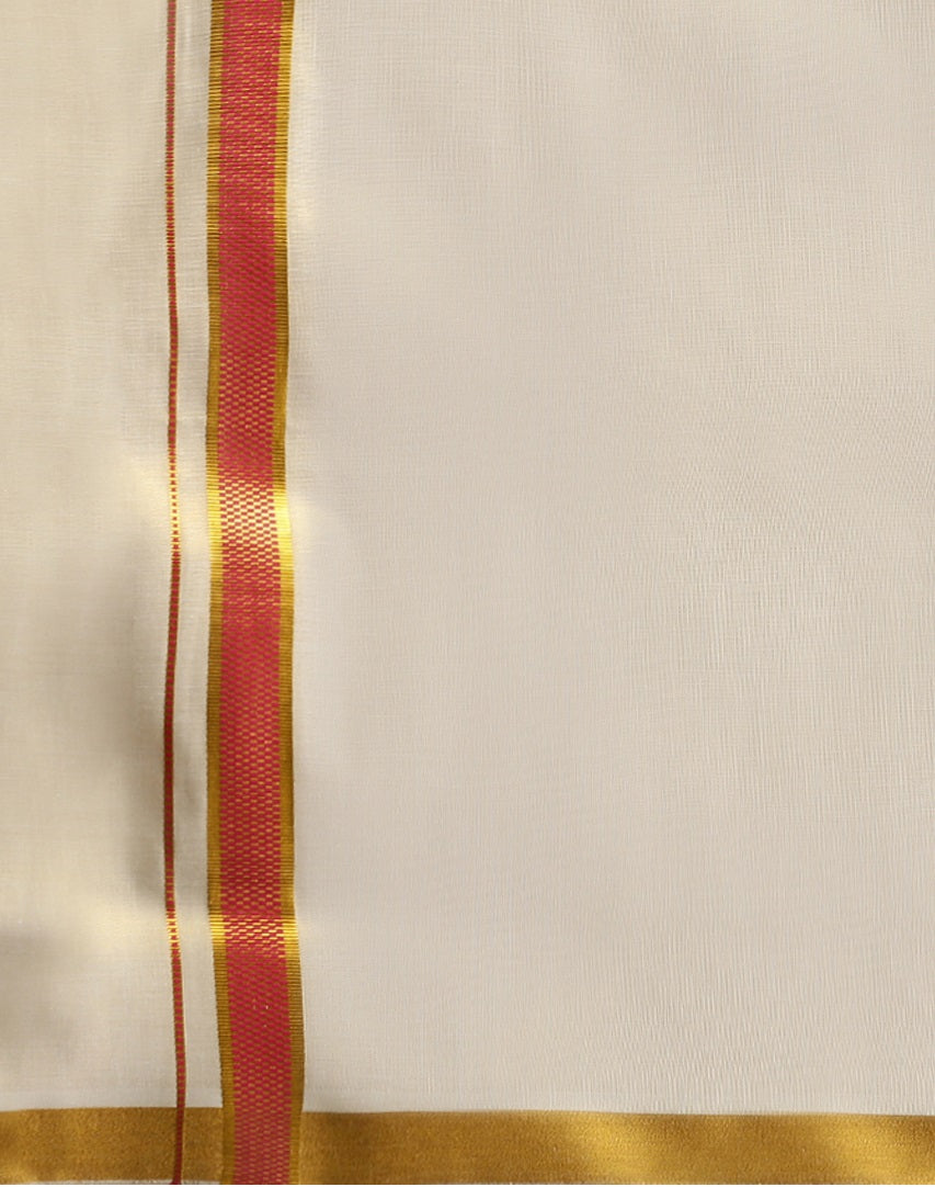 Mens Macho IBI Rose Matching Border Dhoti With Full & Half Sleeves Shirt Set CCB