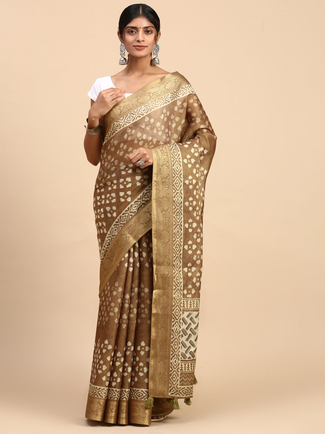 Women Semi Silk Tissue Weaving Saree Olive Green SS285