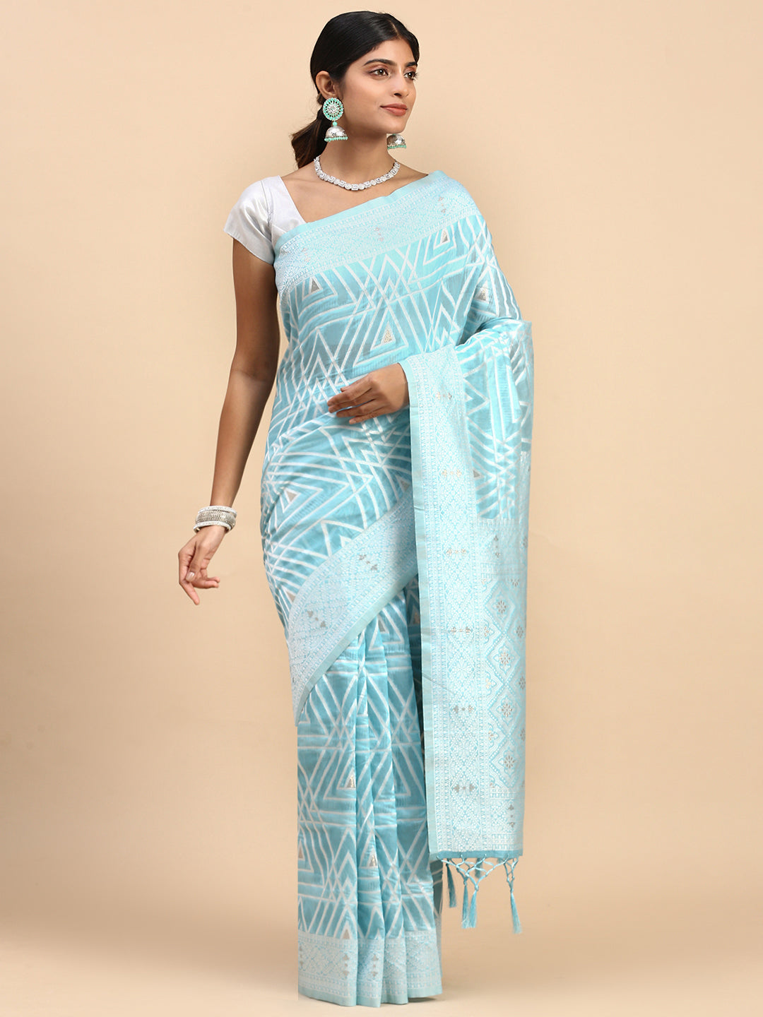 Couple Combo Shirt & Dhoti Set with Saree Blue SCS114