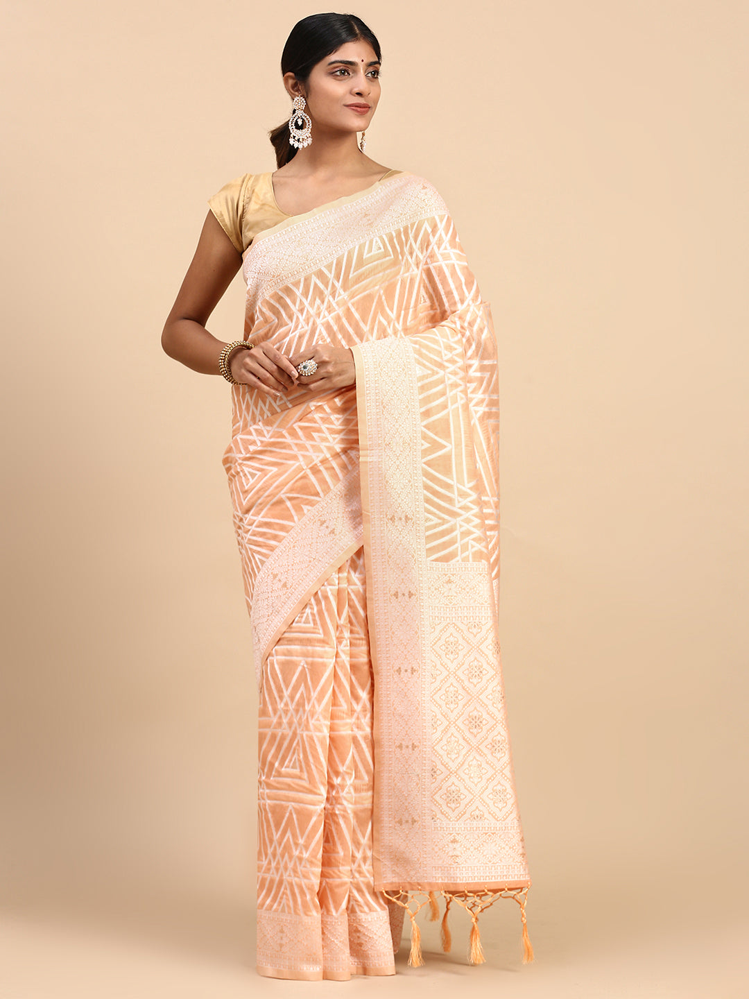 Couple Combo Shirt & Dhoti Set with Saree Peach SCS108