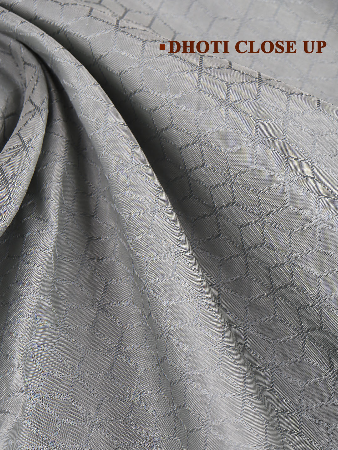 Men Art Silk Wedding Shirting Dhoti & Towel Set S.Grey Touch Tone TT23