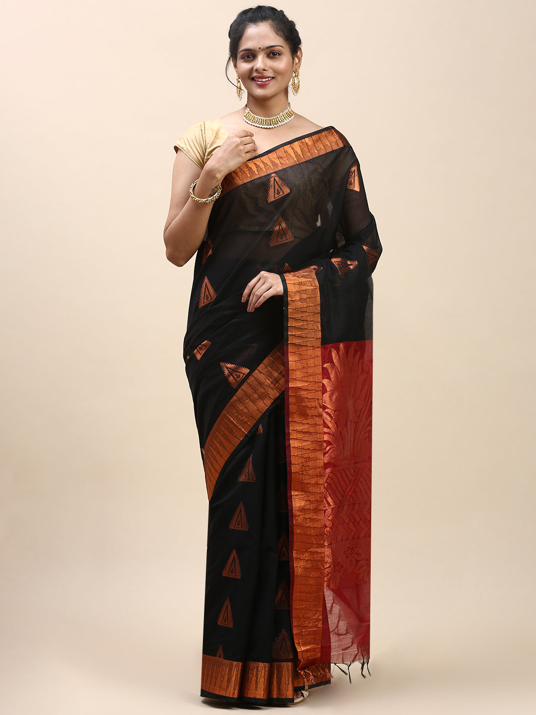 Couple Combo Shirt & Dhoti Set with Saree Black SS304