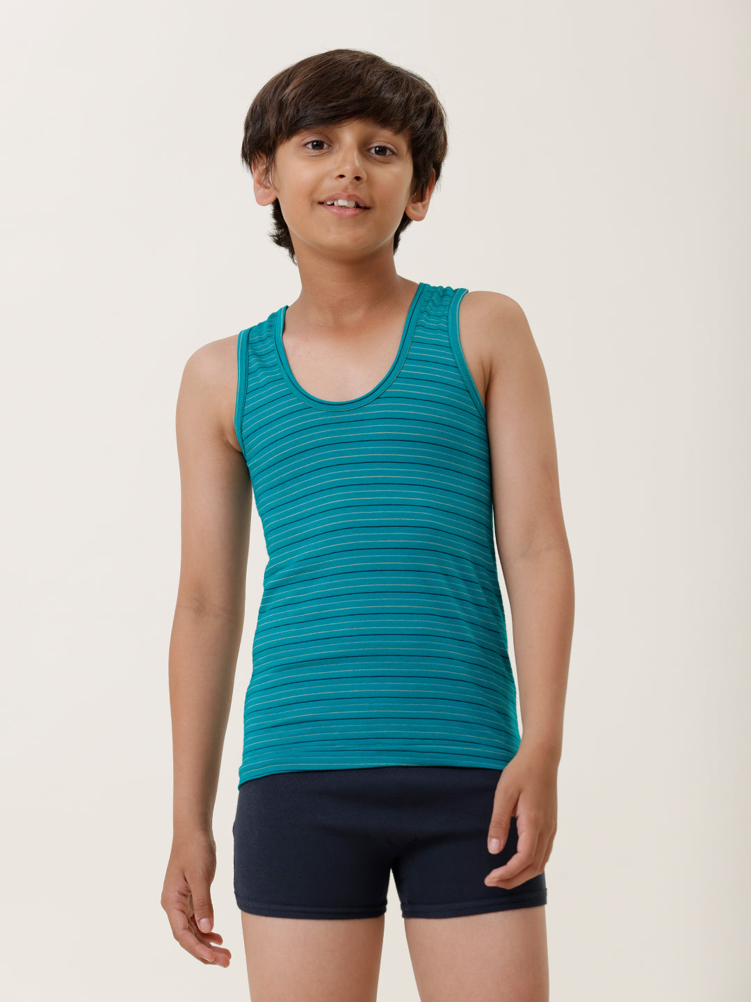 Boys Combed Cotton Assorted Colour Striped Vest (Pack of 4)