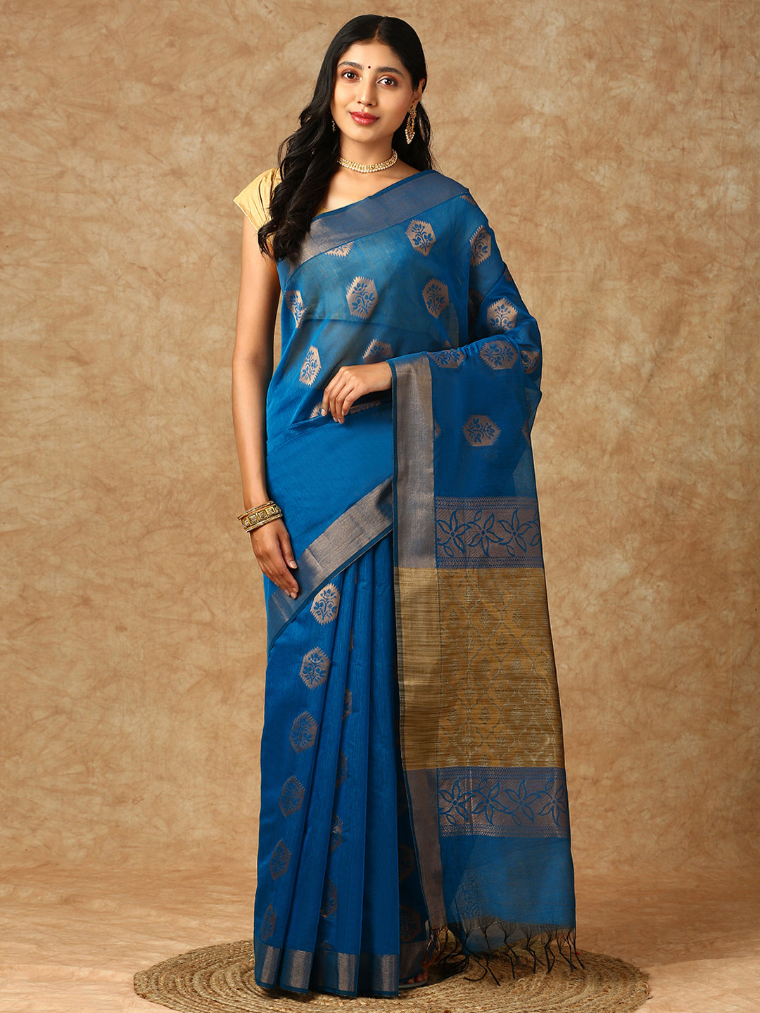 Women Semi Silk Saree Blue SS319