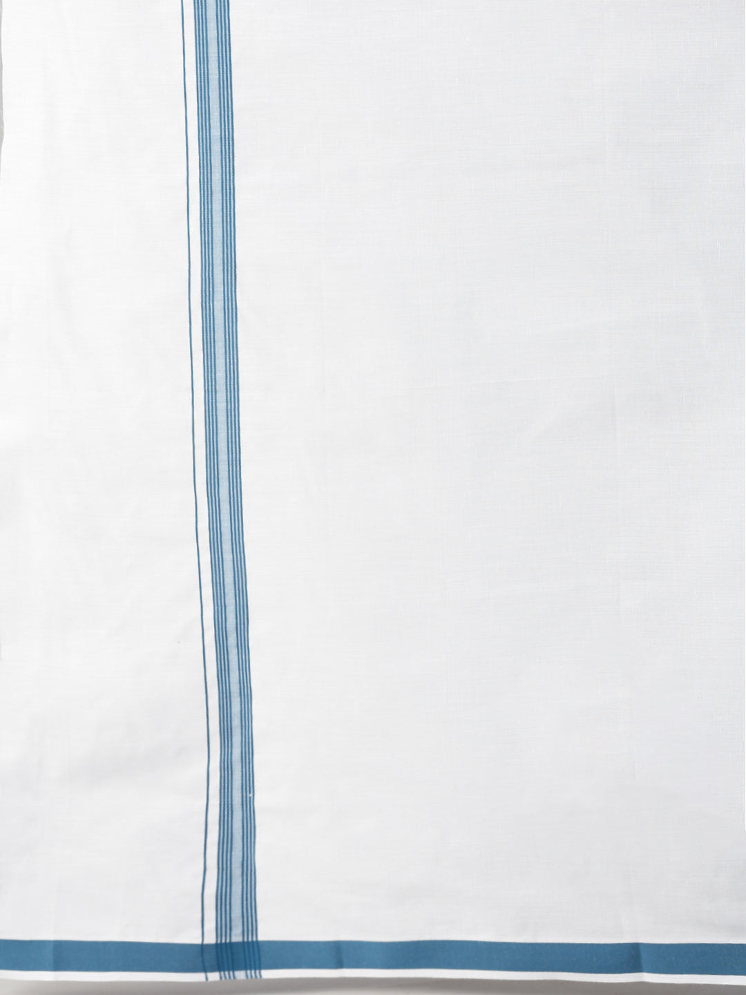Mens Blue Matching Border Dhoti & Full Sleeves Shirt Set Evolution IC4-Bottom zoom view