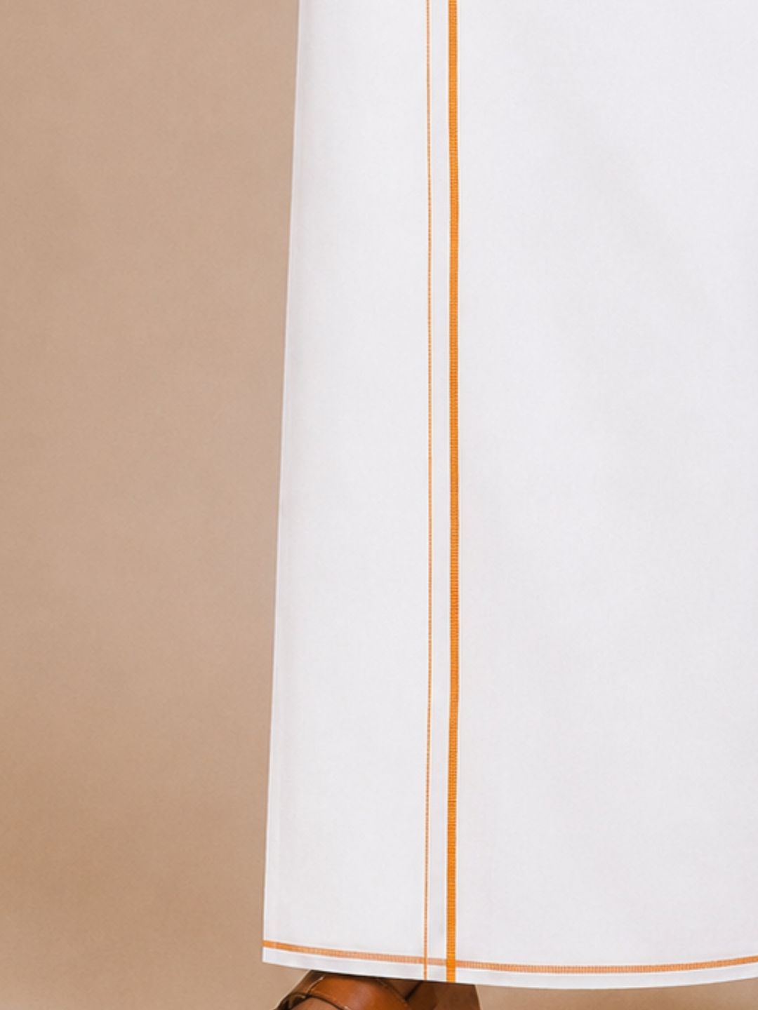 Men 100% Cotton Single Layer White Dhoti with Small Border Moontex MT01