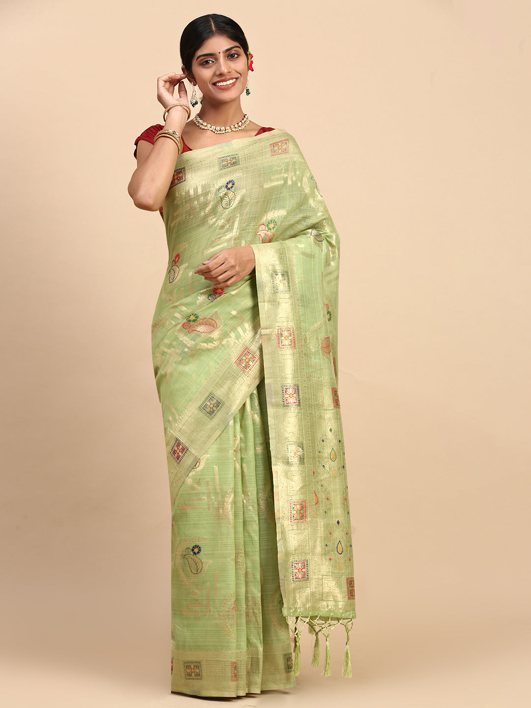 Couple Combo Shirt & Dhoti Set with Saree Green SL166